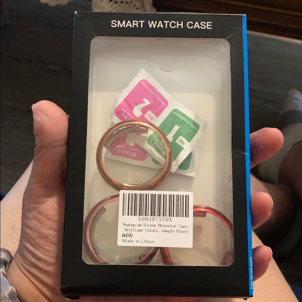 Rose Gold and Red Smartwatch Case Ring Set - Compatible Wearables